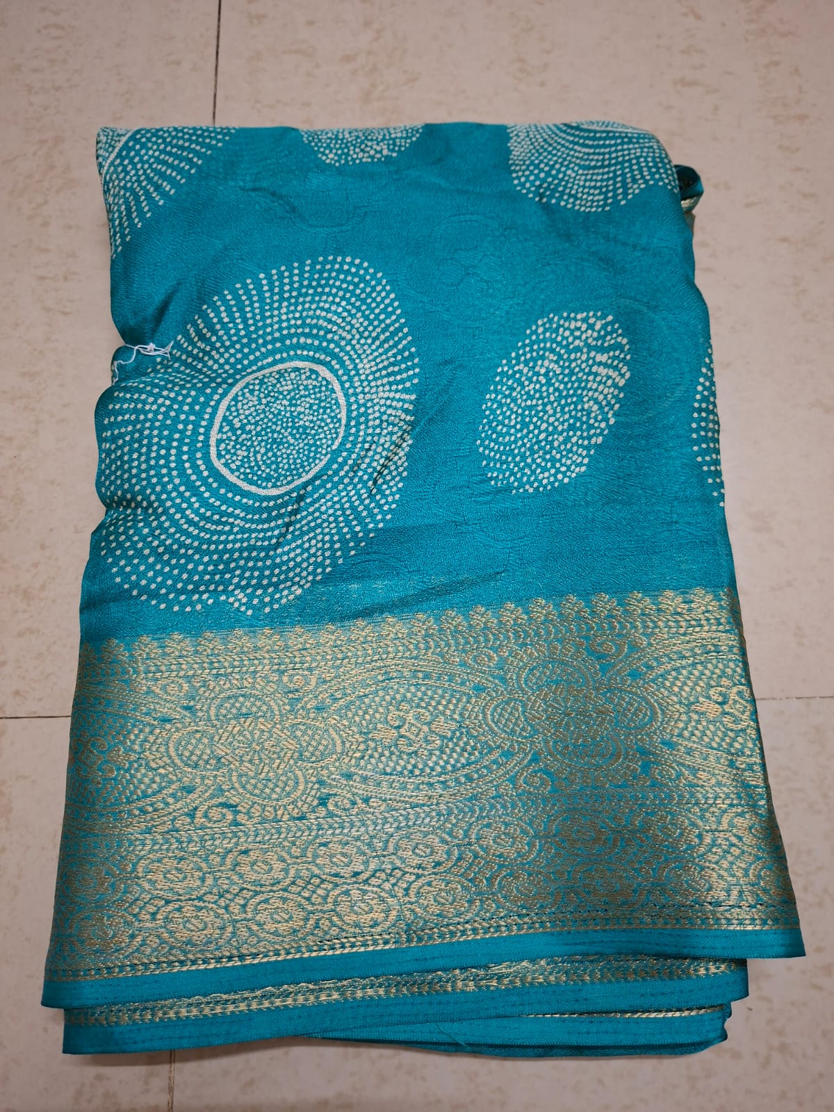 Light Blue (Circle) Premium Marshmallow Saree