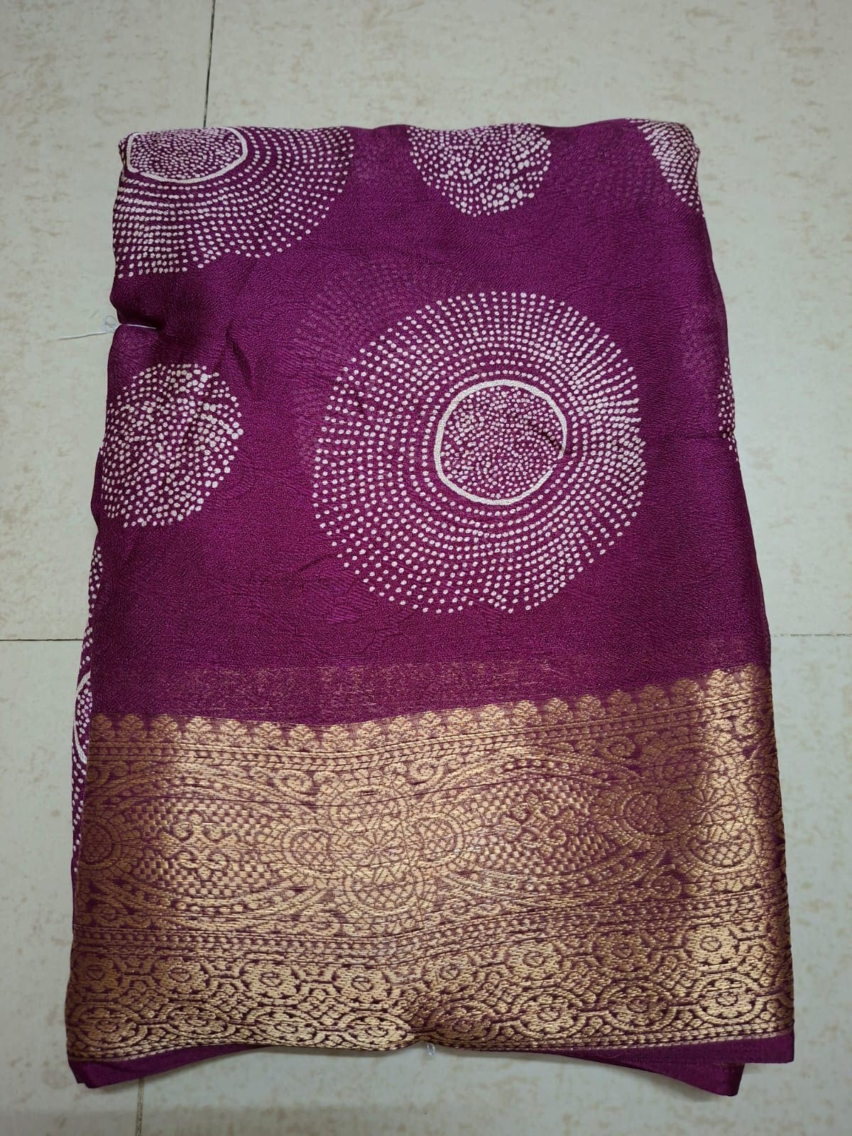 Purple (Circle) Premium Marshmallow Saree