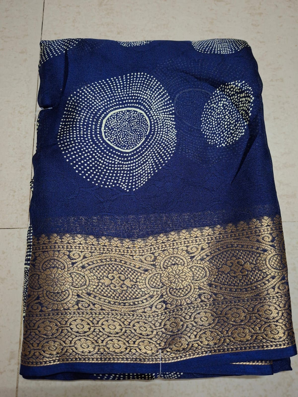 Dark Blue (Circle) Premium Marshmallow Saree