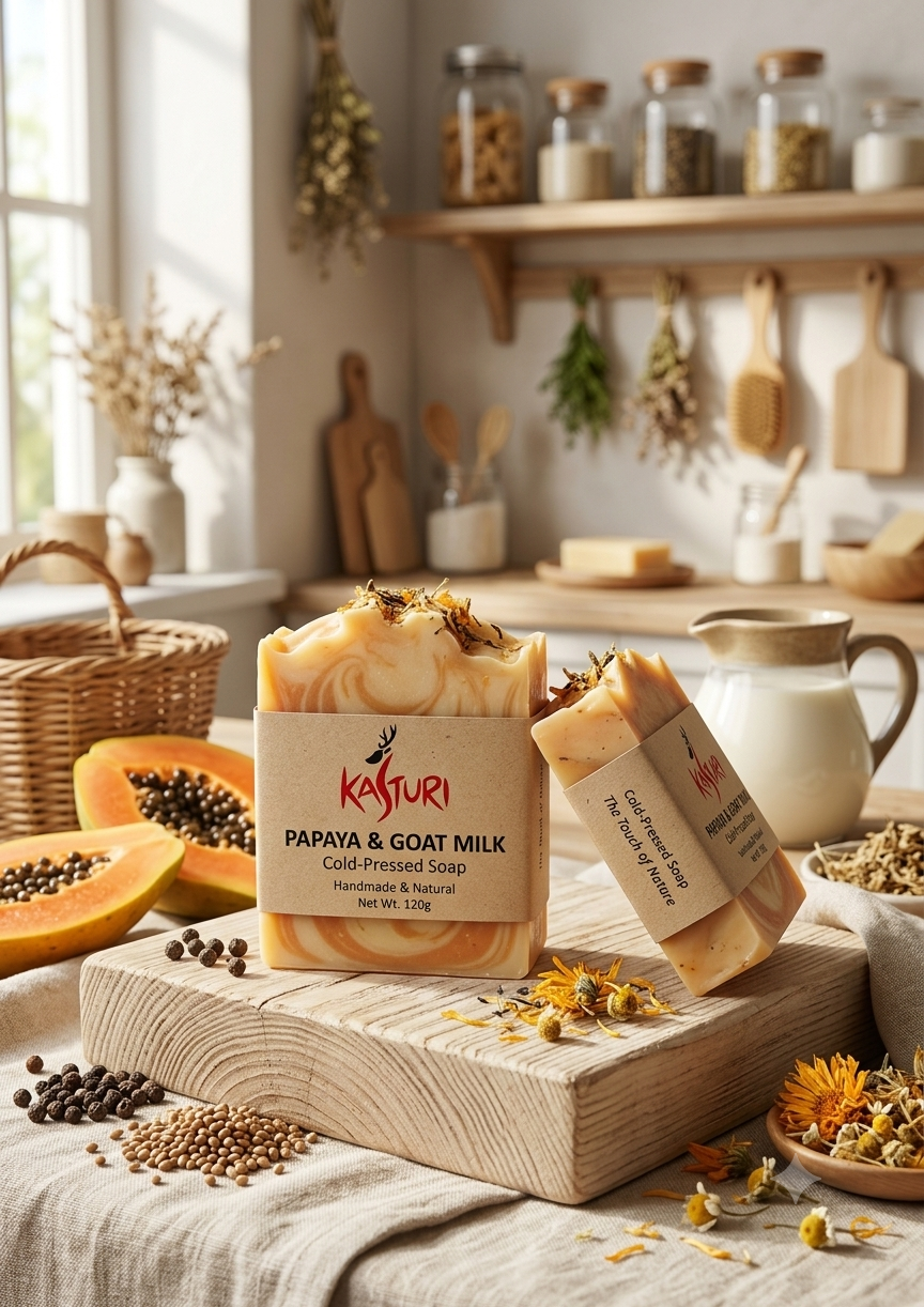 Papaya Goat Milk Cold Pressed Soap (140g)