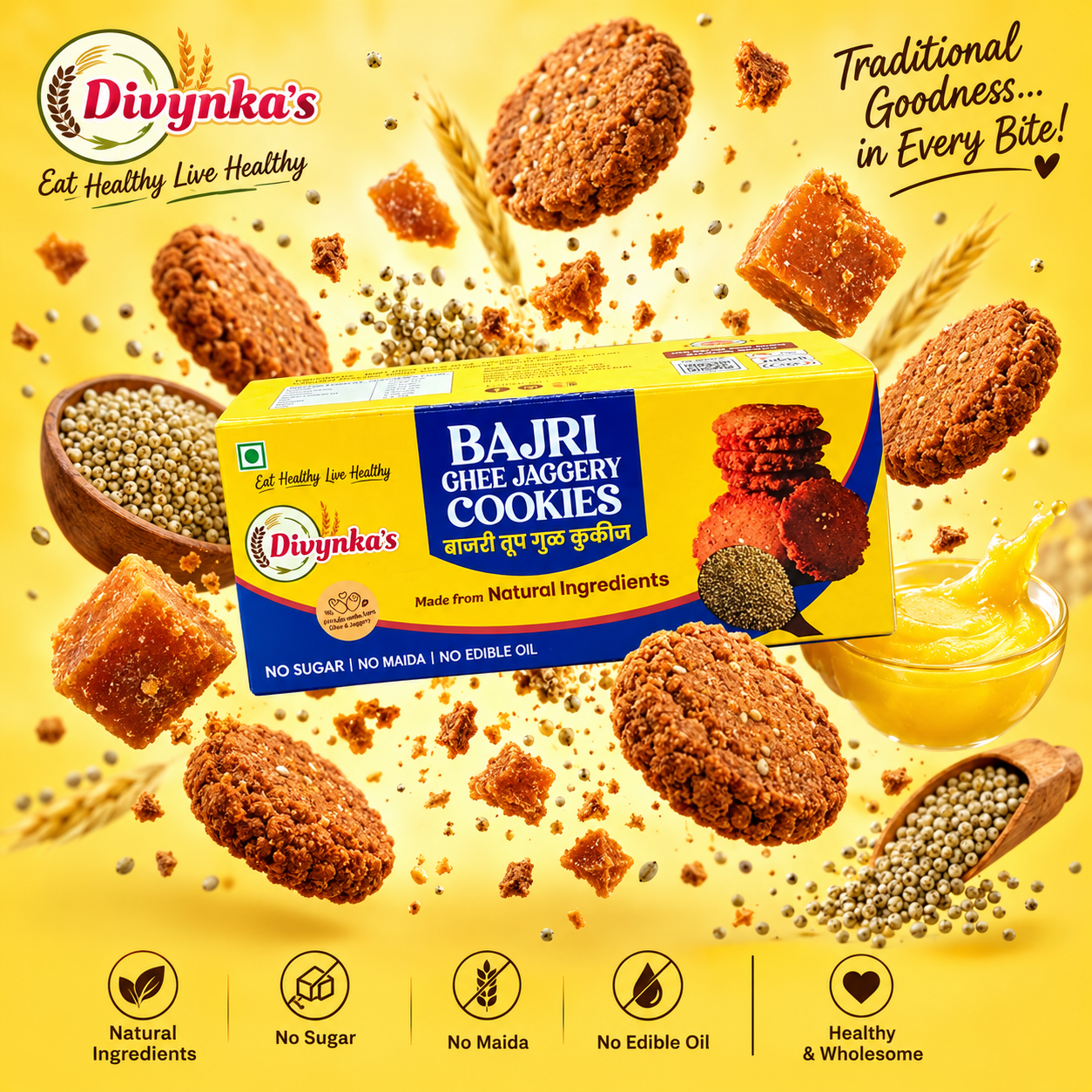 Bajri Ghee Jaggery Cookies (100g)